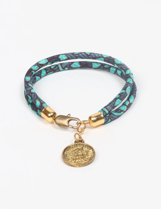 Rope bracelet silke medaljong Iwasasari